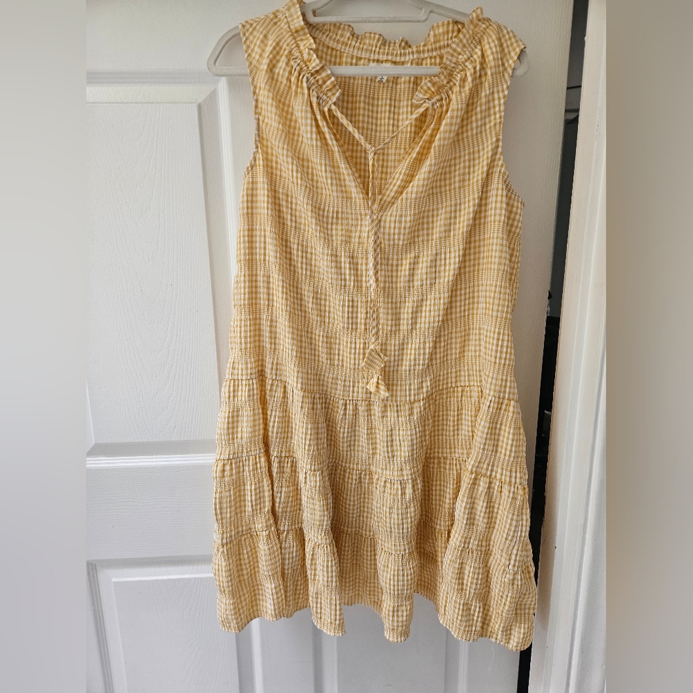 Max Studio Yellow and White Gingham Top